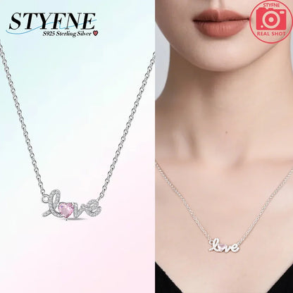Women's Necklace 925 Silver Love letter Lucky Symbol Choker Necklaces Fit Women Fashion Anniversary Birthday Jewelry Gift