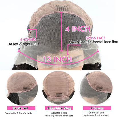 YAWAWE Hair Water Wave 13x6 HD Lace Frontal Wigs Brazilian Wigs 100% Human Hair For Women Deep Curly Wigs preplucked Precut