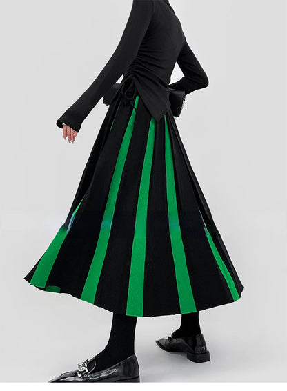 Long Skirts for Women Winter Knitted A-LINE Skirt Black White Luxury Elegant Women's Skirts Fashion 2025 High Waist Slim Skirts