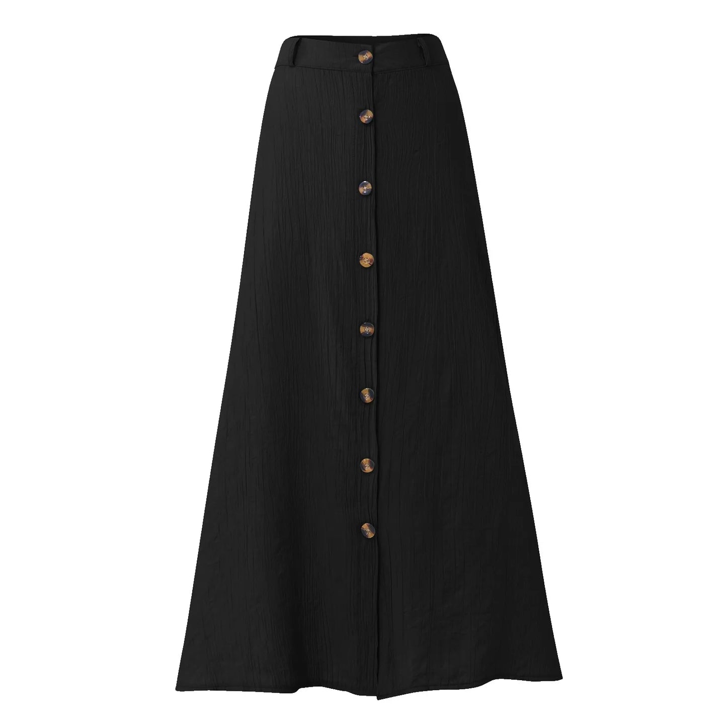 Midi Skirts For Women Bohemian Style Daily And Versatile Half Skirt Fashion Plain Color Basics High Waist Beach Button Dress