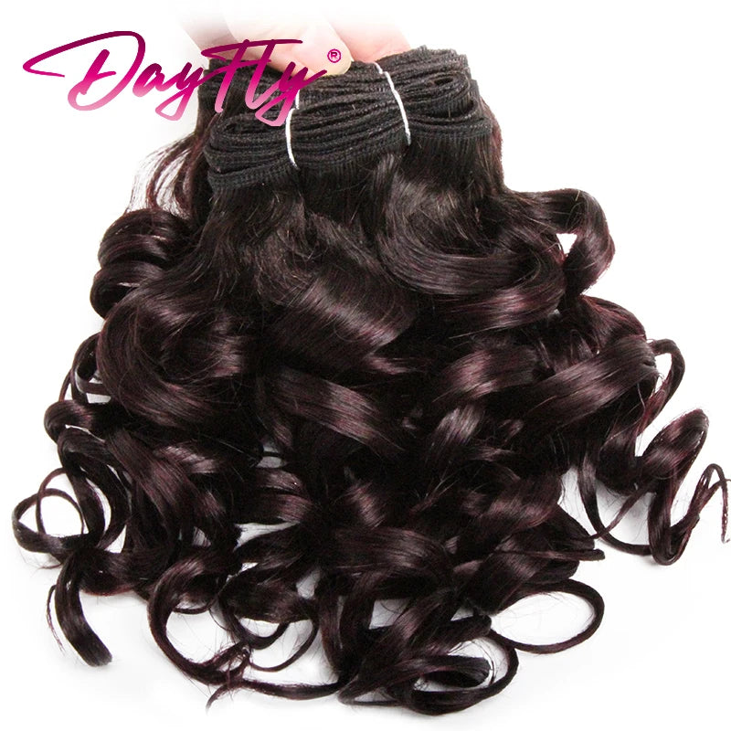 Brazilian Hair Weave Bundles 100% Human Hair Bundles Short Curly Hair Bundles 8Inch 6 Bundles Colored Hair Extensions For Women