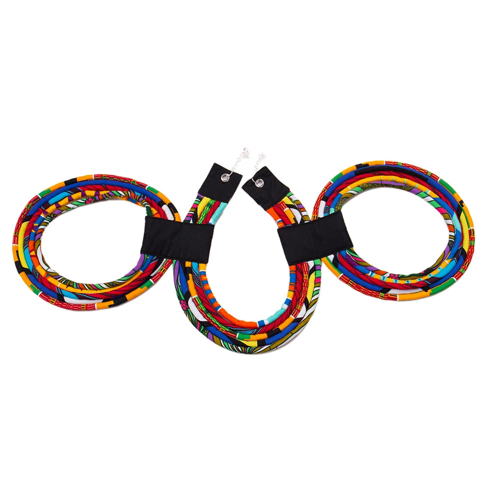 Women's Necklace 2023 Jewelry African Fabric Batik Necklace Printed Fabric Necklace Ankara Tribe Tassel Necklace Women WYB750