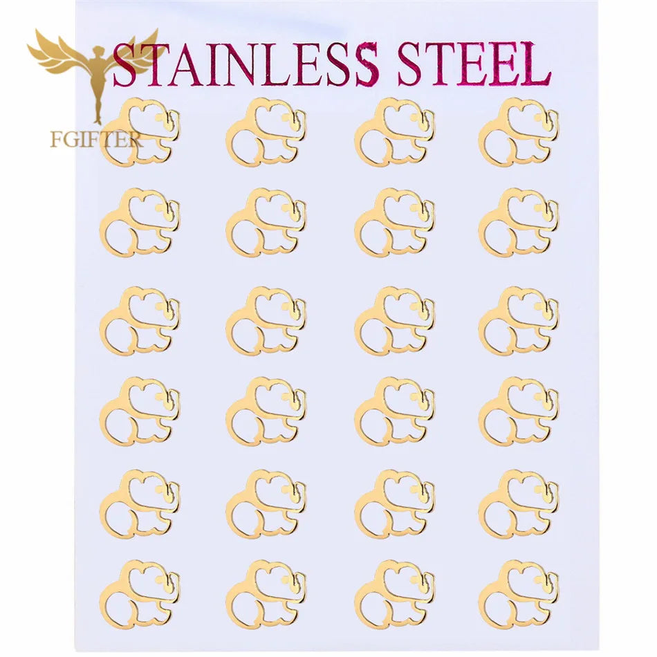 Wholesale Stainless Steel Earrings for Women Girl Animal Clover Flower Cat Bird Unicorn Bear Butterfly Dragonfly Dog Ear Studs