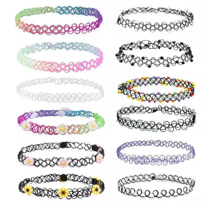 Lace Chokers Necklaces for Women Girls Ladies Vintage Flower Bead Circles Neck Jewelry Colourful Sexy Pink Black Fashion Velvet