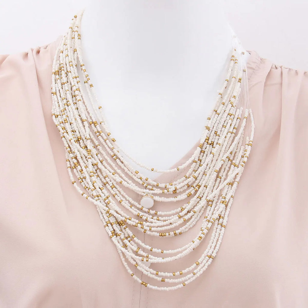 Multi Layer Bead Necklace Women Fashion Chain Girls Pendant Beads Choker Necklaces Elegant Jewelry Women Neck Chain Gift