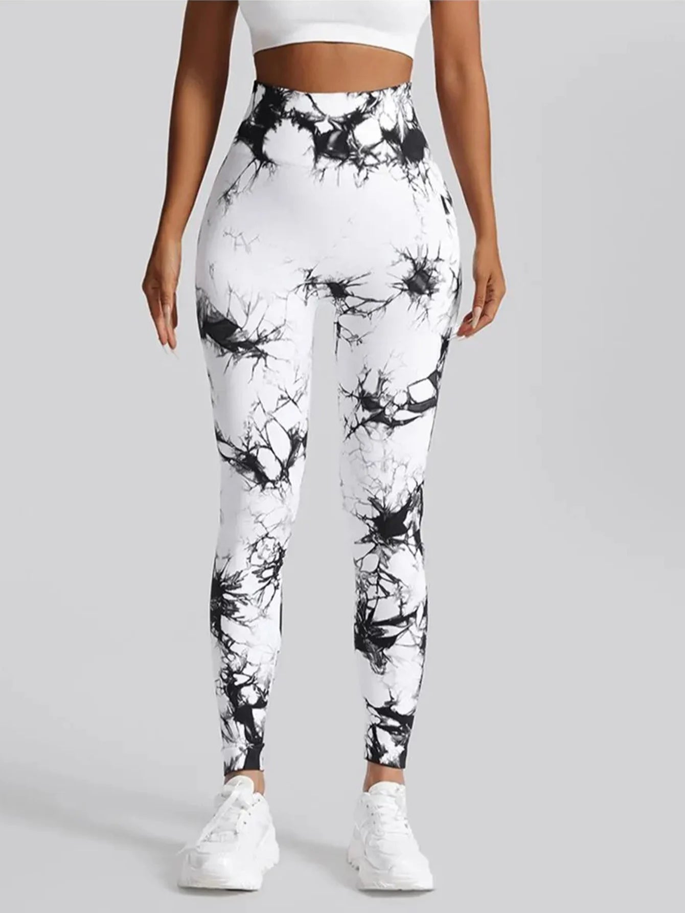 Womens Yoga Pants Gym Leggings Seamless Tie Dye High Waisted Elastic Leggings Peach Buttocks Running Fitness Sports Casual Pants