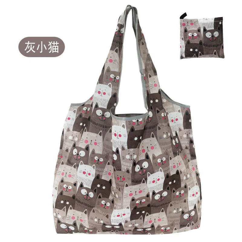 Reusable Shopping Bags Foldable Large Size Women Shopping Bags Totes Heavy Duty Washable Cloth Grocery Bags Eco-Friendly Bags