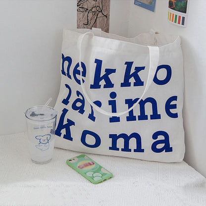 Women's Bag Cheap Casual Large Capacity Shoulder Bags Shopper Canvas Letter Fashion Harajuku Zipper Print Handbags