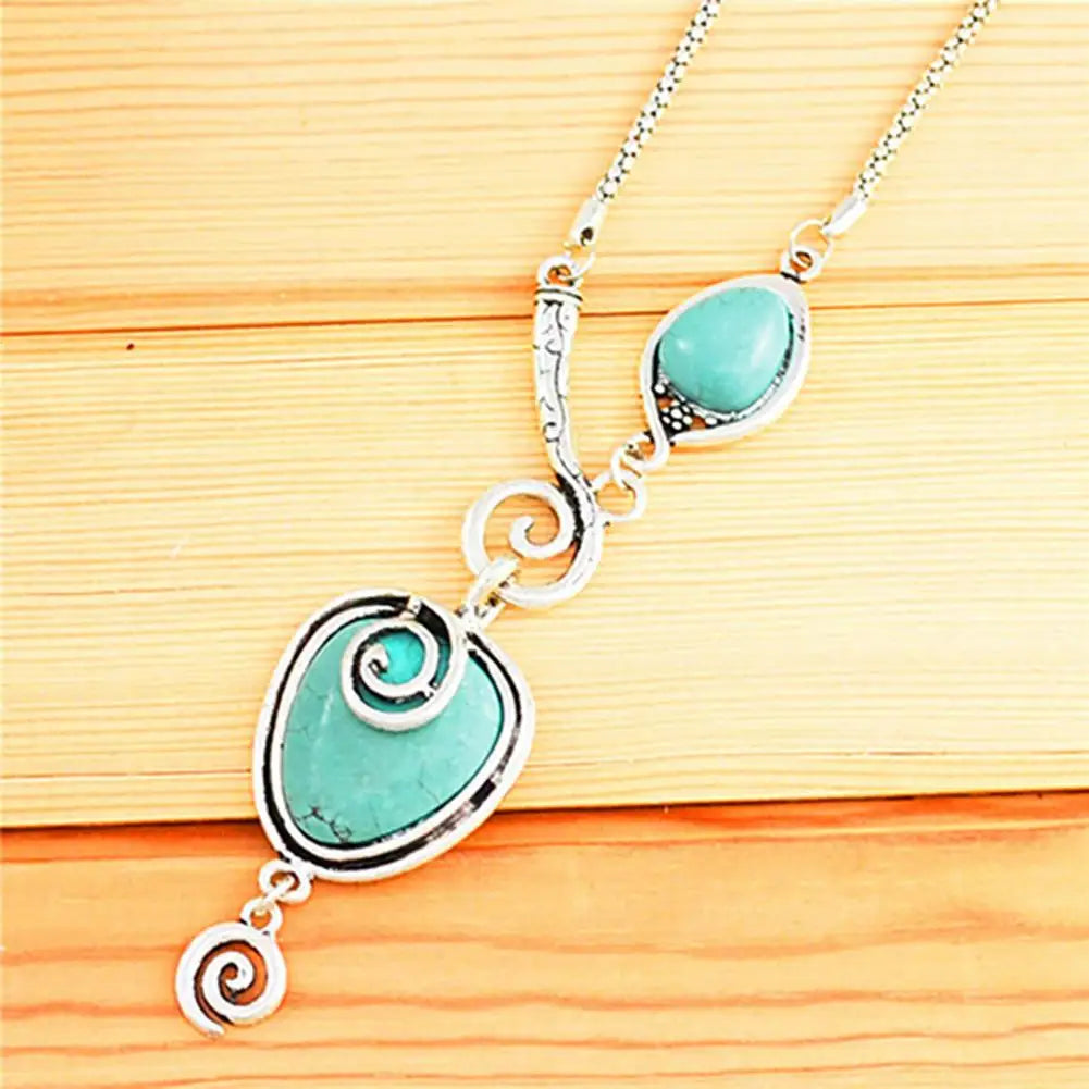 Creative Women Necklace  Solid Turquoise Turquoise Necklace  Turquoise Pendant Necklace Jewelry Accessories