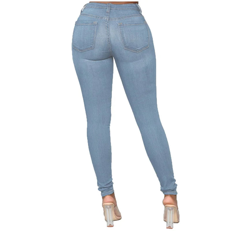Skinny Jeans Women Pencil Pants Super Stretch Denim Sexy Slim Women Fashion High Waist Solid Retro Commuter Office Lady Jean