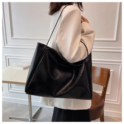 Women Tote Bag Fashion Underarm Pouch Large Capacity Soft Pu Leather Shoulder Bag Retro Crossbody Bag Casual Portable BucketBags