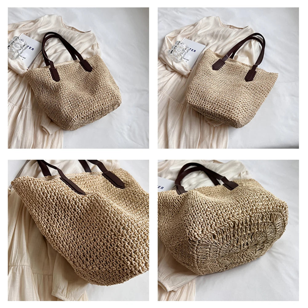 Women Shouder Bag Bohemian Straw Underarm Bag Summer Beach Woven Armpit Bag Large Casual Crochet Tote Bag Shopping Bags