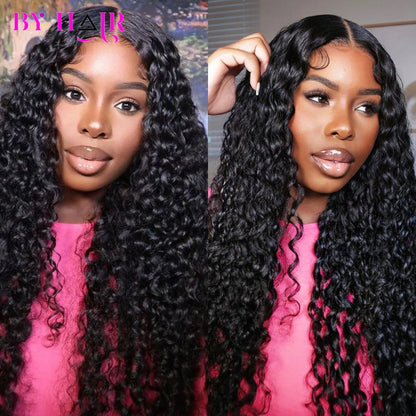 6x4 Glueless Wig Water Wave Human Hair Wigs Ready To Wear Pre-Cut Lace Glueless Curly Wigs Lace Front Human Hair Wig For Women