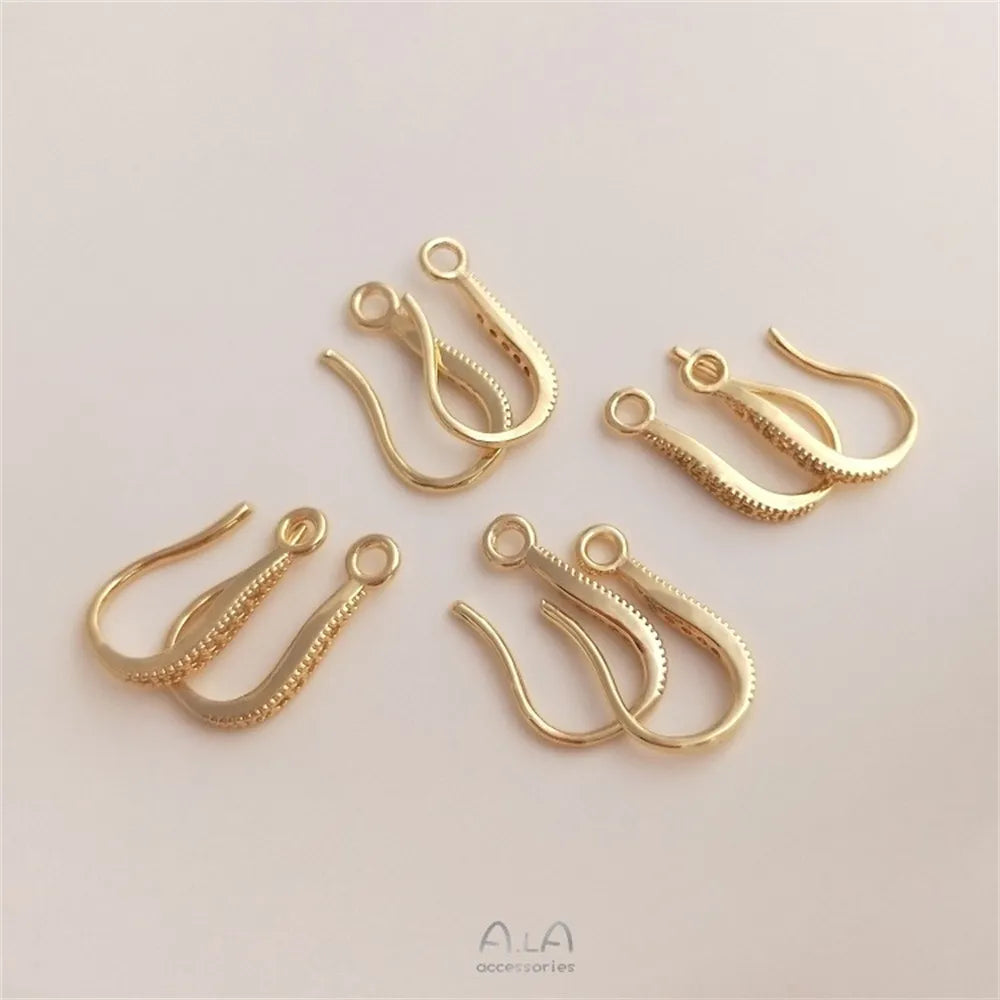Earring Accessories 14K Gold Inlaid Zircon Ear Hook with Hanging Ring Handmade Original DIY Ear Accessory Ear Hook Material E113