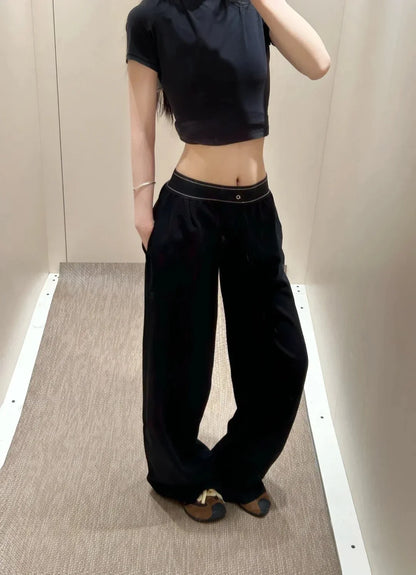 Yoga Sports Straight Leg Pants Women Thin Casual Fashion Solid Elastic Waist Quick Drying Sweatpants Loose Baggy Trousers Women