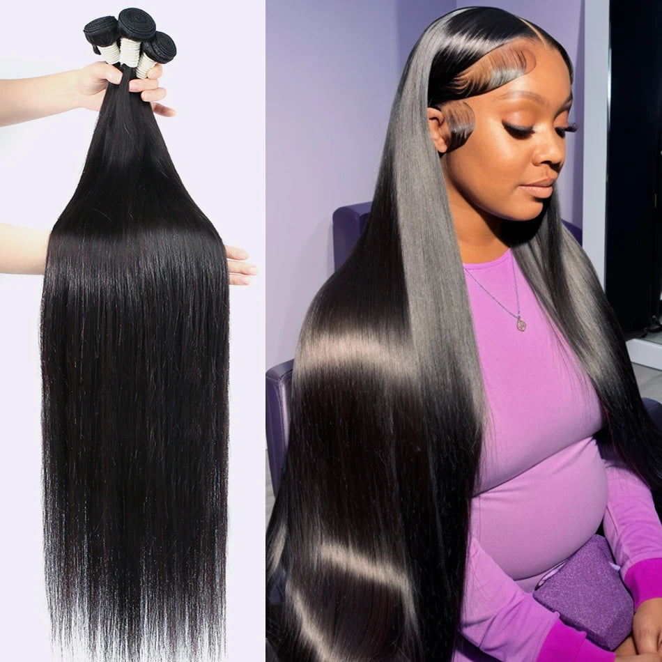 Brazilian Hair Weave Human Hair Bundles Bone Straight Raw Virgin Human Hair Extensions 3 Bundles Remy Hair Weft For Black Women