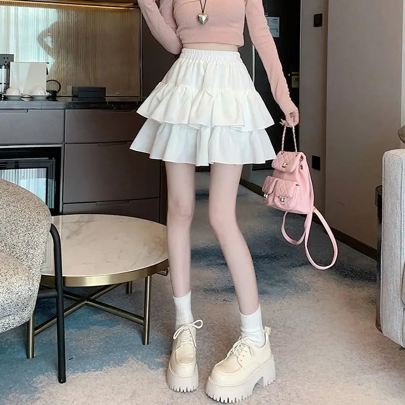 Cake Skirt Women's 2025 Spring and Summer New Lace Edge Slimming A-line Puff Skirt Women's Half Skirt