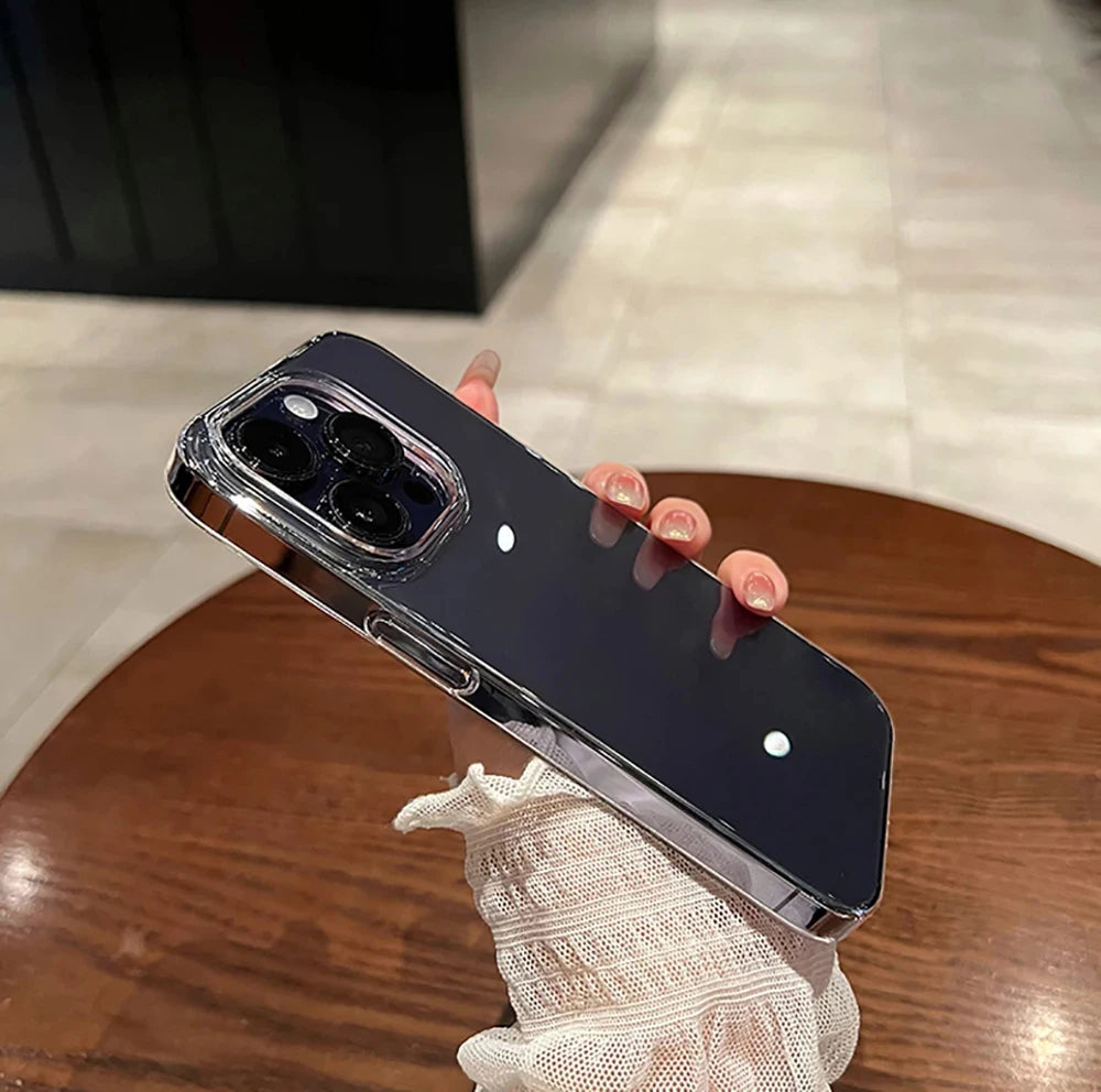 Luxury Shockproof Clear Bumper Cases For iPhone 16 15 14 13 12 11 Pro Max Plus Transparent Soft Acrylic Phone Cover Accessories