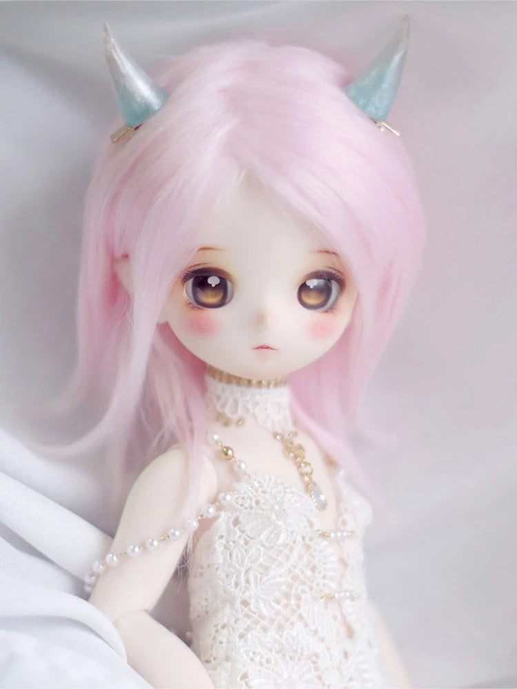 D09-P389 children handmade toy   1/12 1/8 1/6 1/4 1/3 MSD bjd doll wig red blue pink black DIY long straight hair 1pcs