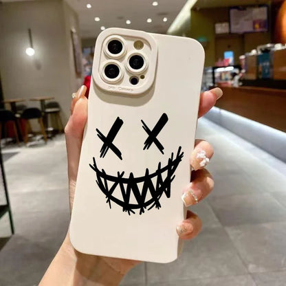 Black Skull Phone Case For iPhone 15 Cases iPhone 14 13 12 11 Pro Max Mini XS Max XR X 7 8 Plus SE2022 Matte Soft Silicone Cover