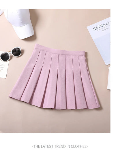 Women's Skirts Japanese Fashion School Clothes Brown Pleated Saias Femininas Girls Red Ropa Para Mujer Mini Skirt With Shorts