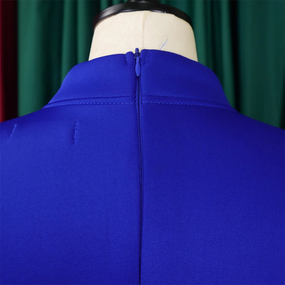 Elegant Dresses for Women Bow Collar Full Sleeve High Waisted A Line Mid Calf Luxury Female Birthday Party Dinner Vestidos Mujer