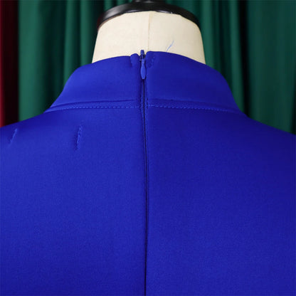 Elegant Dresses for Women Bow Collar Full Sleeve High Waisted A Line Mid Calf Luxury Female Birthday Party Dinner Vestidos Mujer