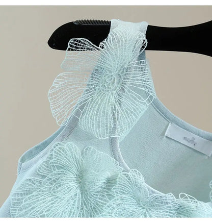 Sexy Crop Tops Women Heavy Embroidery Floral Tank 2025 Ropa Mujer Lace Butterfly Backless Tunic Vest Korean Summer Camis