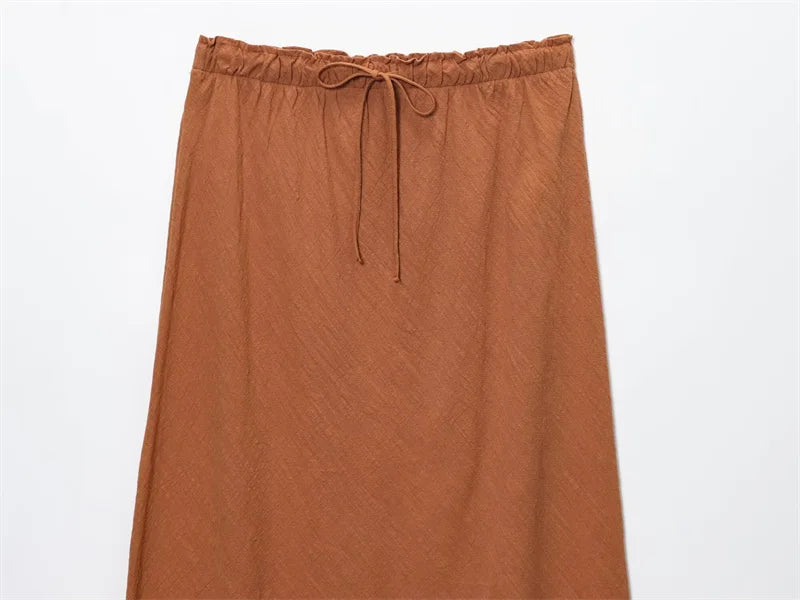 Women's Skirt New Fall 2025 Solid Color Drawstring Design Skirt Skirt Casual Fashion Personality Versatile