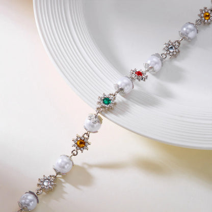 2025 New Flower Necklace For Women Trendy Pearl Patchwork Colorful Flower Neck Chain Light Luxury Jewelry Neck Accessories