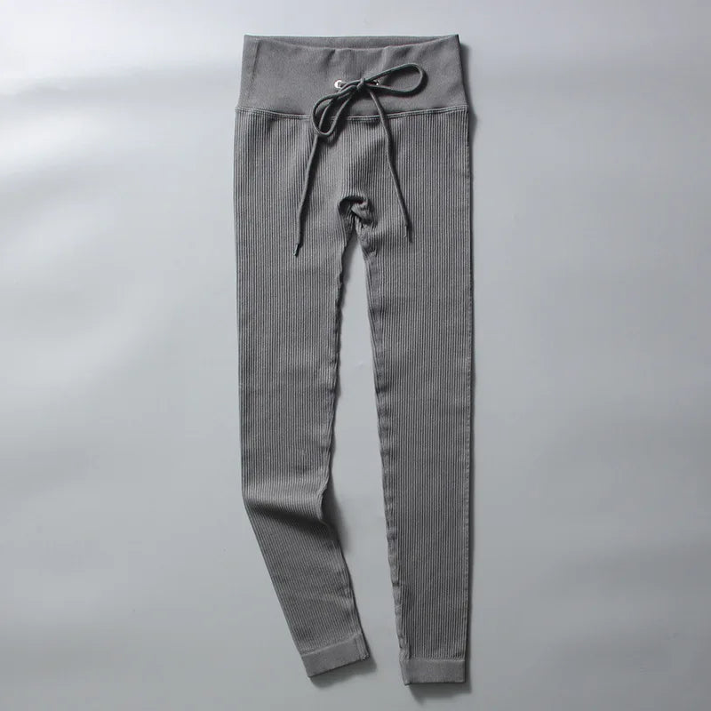 Ribbed Yoga Leggings Women Sports Pants Tights Seamless Sport Femme Gym Leggins Workout Fitness Pants Athletic Wear