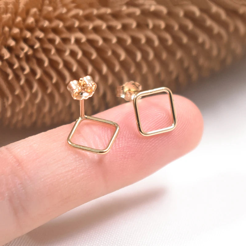 14K Gold Filled 8mm Square Earrings Minimalism Jewelry Gold Filled Stud Earrings Brincos Pendientes Oorbellen Boho Women Earring