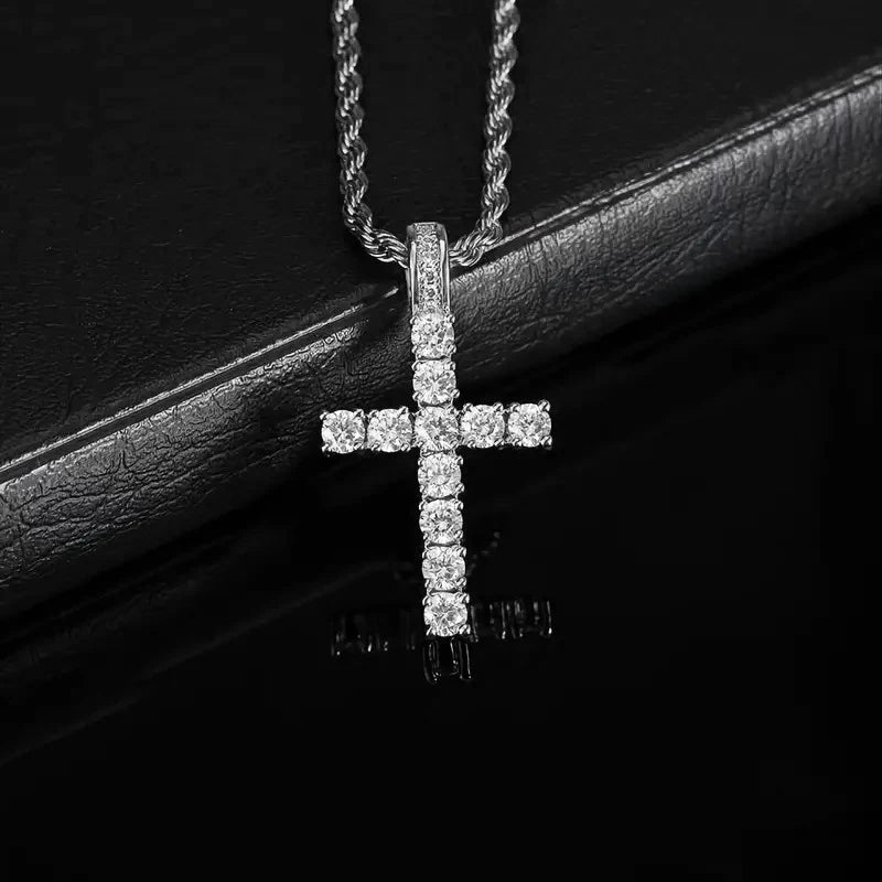Huitan 60Cm Twisted Chain Long Necklace for Women/Men Fashion Luxury Cubic Zirconia Cross Pendant Necklace Gift Love Accessories
