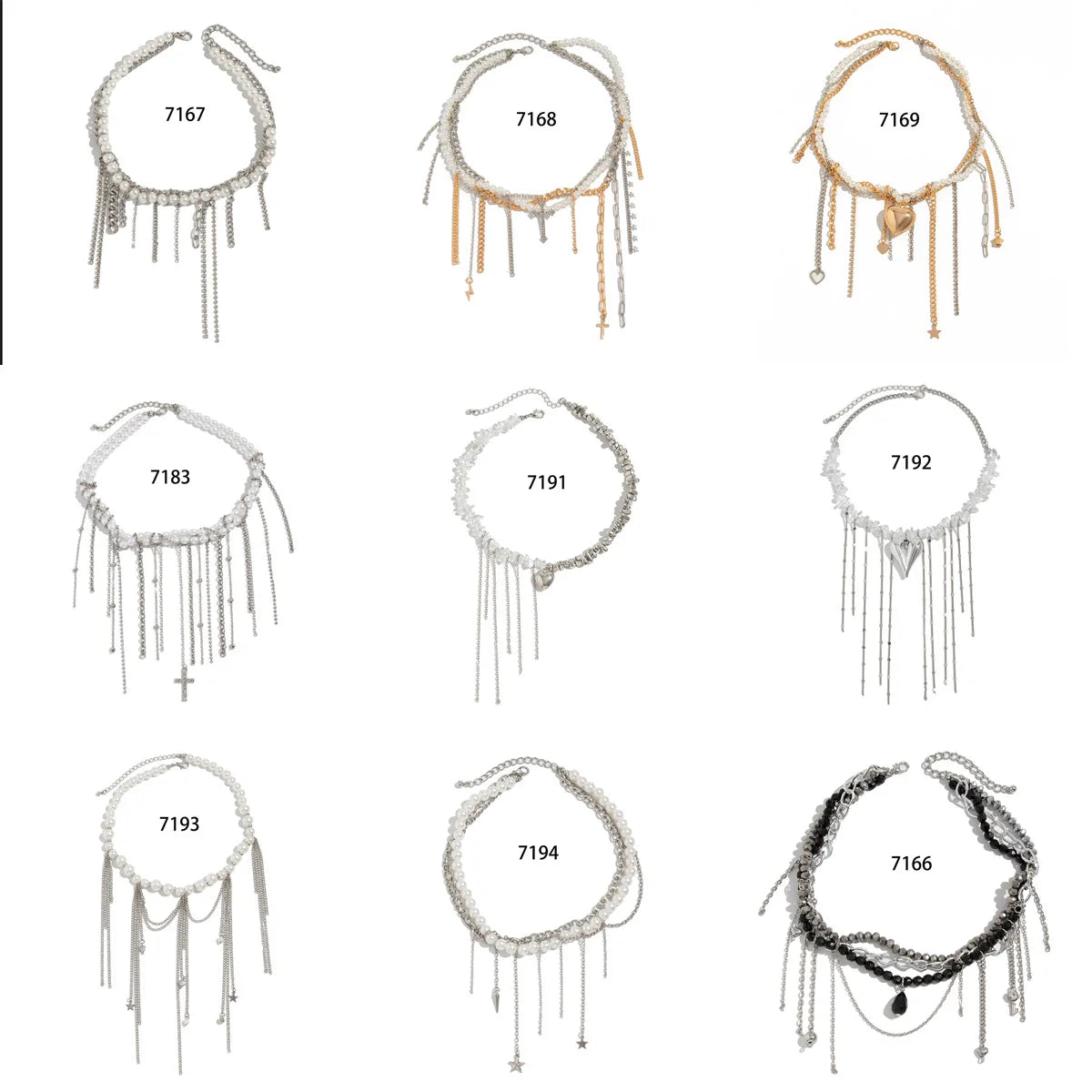 Necklaces for Women Heart-shaped Cross Imitation Pearl Tassel Long Necklace Colliers Femmes Girl Stuff