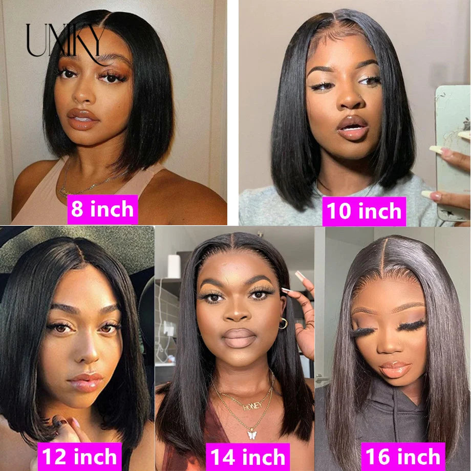 Glueless Wigs Ready To Wear 6x4 Lace Wig Straight Short Bob Wigs Human Hair Glueless Preplucked Human Wigs Ready To Go 180%