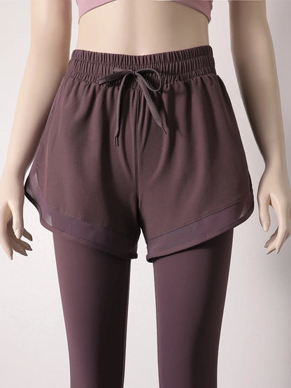 Yoga Pants Leggings Two-piece Skirt Style Quick-drying Workout Yoga Pants Women Pockets Sport Trousers Leggings