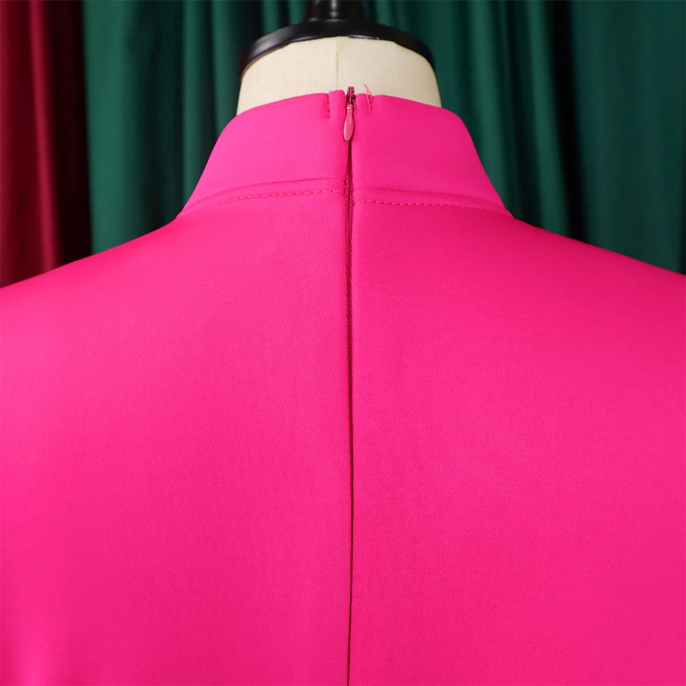 Elegant Dresses for Women Bow Collar Full Sleeve High Waisted A Line Mid Calf Luxury Female Birthday Party Dinner Vestidos Mujer