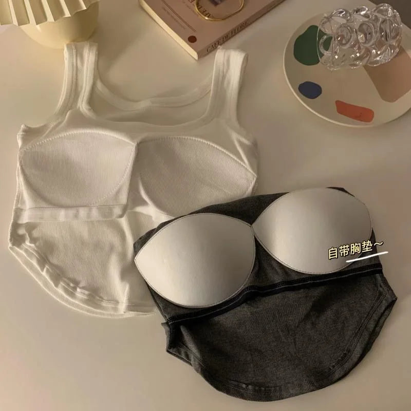 Fashion Cropped Tops For Women Sexy Tube Tops Vest Elastic Padded Bralette Female Underwear Lady's Lingerie Girl Bustier Bras