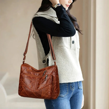 Light Women's Bags for Mom Multi-pocket Design Ladies Crossbody Shoulder Bags Vintage Pu Leather Purses and Handbags Sac A Main