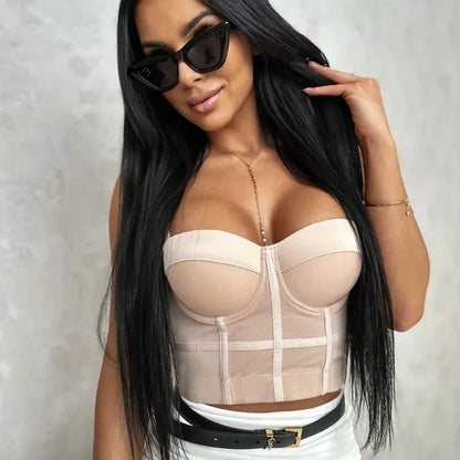 Top Women Bra Bandeau Corset Underwear Sexy Sleeveless with Chest Pad Ladies Y2K Lace Tank Tops Wrapped Vest Tube Top Cropped