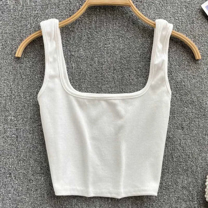 Tank Top Women Sexy Backless Y2k Top Slim Fit Bottoming Blouse Solid Crop Top Sleeveless Camis Mujer
