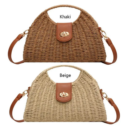 Women Crossbody Bags Summer Woven Shell Female Holiday Tote Bag Handmade Fashion Casual Simple Elegant Lady Straw Bag