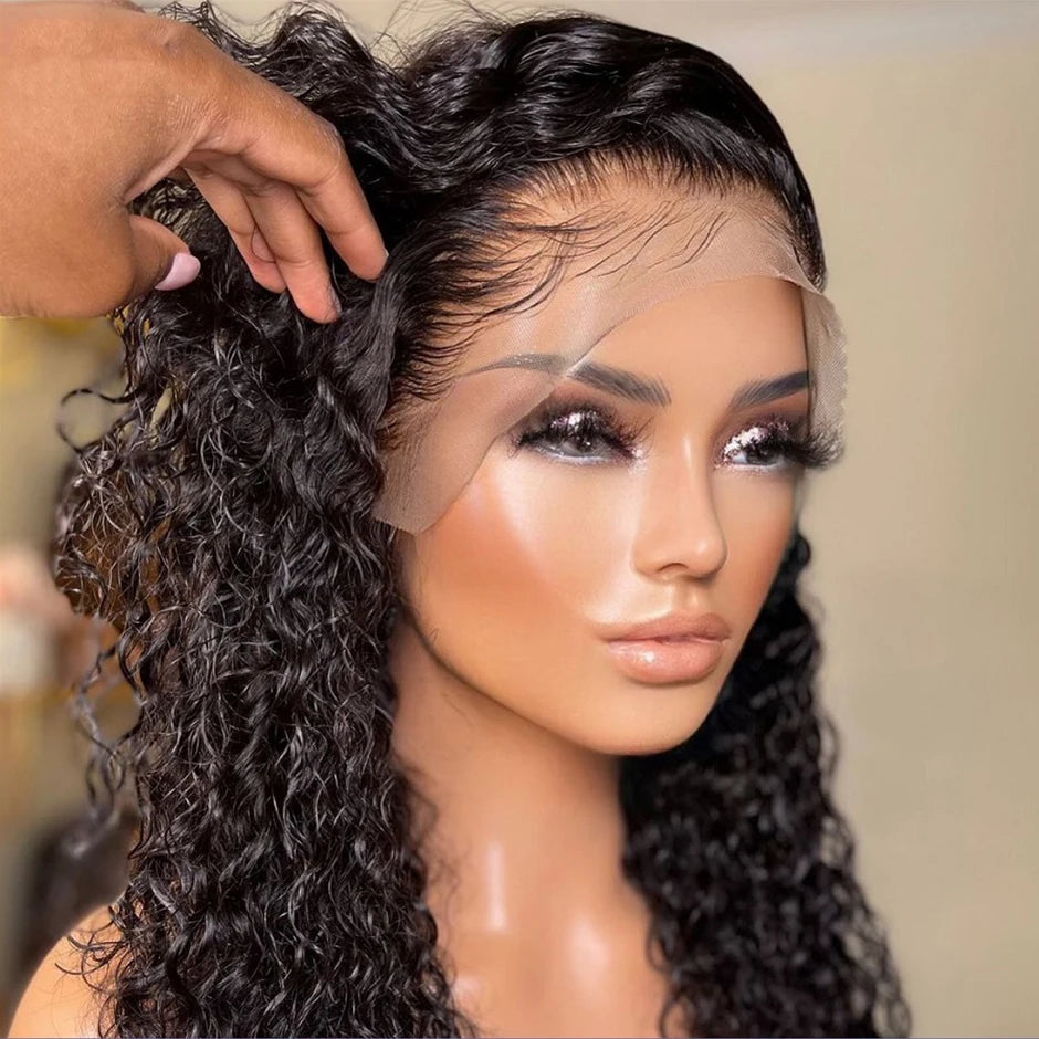 YAWAWE Hair Water Wave 13x6 HD Lace Frontal Wigs Brazilian Wigs 100% Human Hair For Women Deep Curly Wigs preplucked Precut