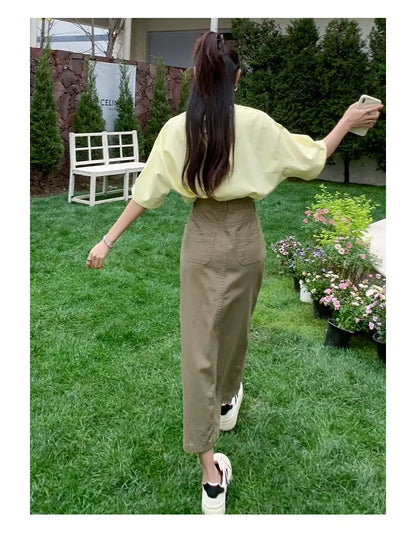 Casual High Quality Maxi Denim Skirts for Women Summer 2025 Fashion White Jeans Dress Long Y2k Medium-length A- Line Skirt Denim