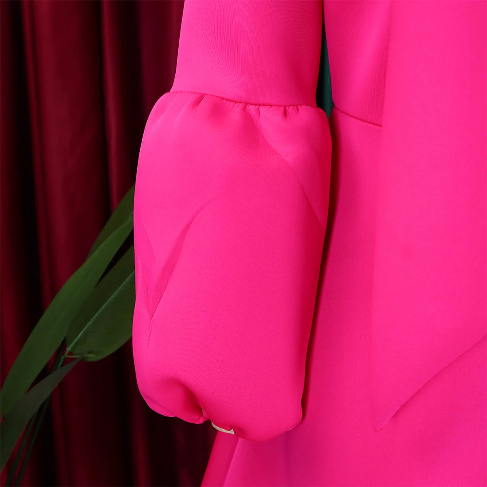 Elegant Dresses for Women Bow Collar Full Sleeve High Waisted A Line Mid Calf Luxury Female Birthday Party Dinner Vestidos Mujer