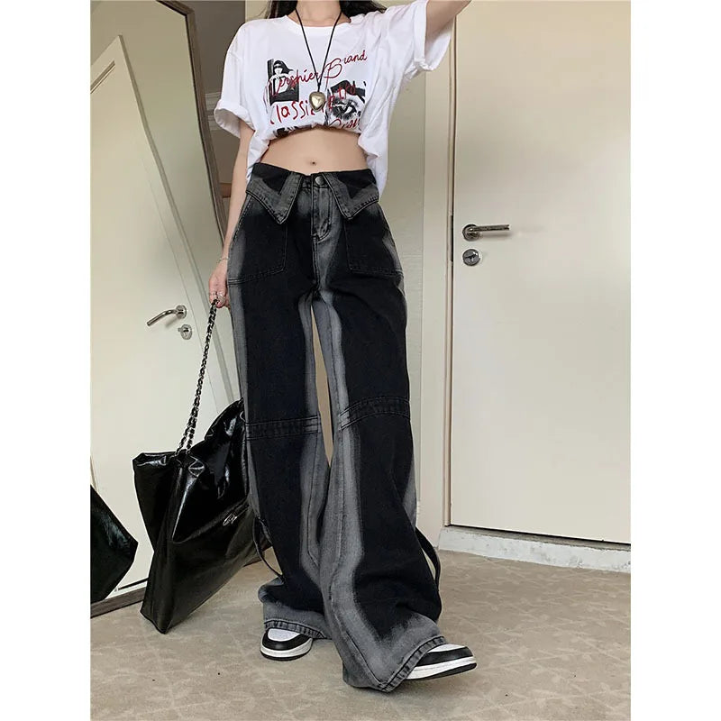 Women Jeans Baggy Aesthetic Vintage Aesthetic Oversize Cowboy Pants Harajuku Streetwear Emo Trashy Denim High Street Trousers