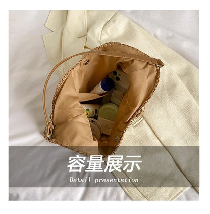 Women Weaving Clutches knit bag Large Portable Shoulder Bag Summer Beach Purses Shopper Satchel Female Tote Bags Handbags