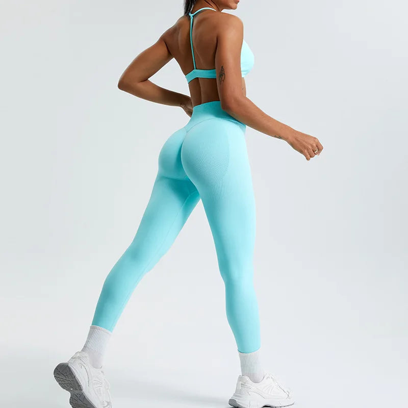 Women Yoga Pants High Waist Ribbed Sport Legging Gym Fitness Leggings Women Seamless Female Legging Tummy Control Running Tights