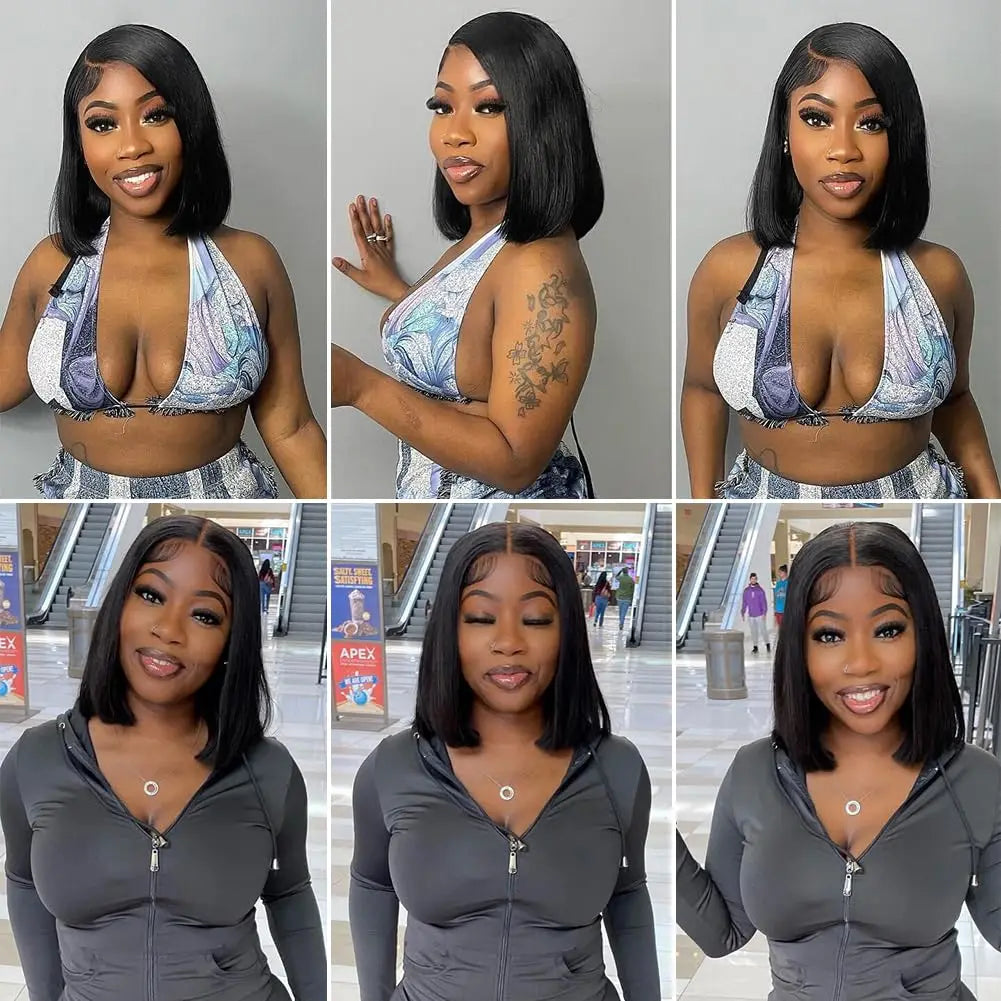 Glueless Wear Go Straight Human Hair Wigs Short Ready To Wear Bob Wigs Without Glue Closure Front Wigs For Women on Sale