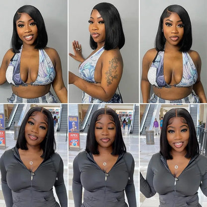 Glueless Wear Go Straight Human Hair Wigs Short Ready To Wear Bob Wigs Without Glue Closure Front Wigs For Women on Sale